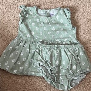 Carter's Mint Leaf Print Dress and Bloomers